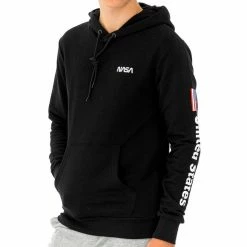 Tout neuf 🤩 NASA Sweat à Capuche Noir Homme Nasa 42H 👏