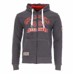 Remise 🥰 HOLLIFIELD Sweat Zippé Gris Foncé Homme Hollifield Fentucky 👏