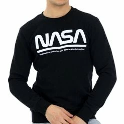 Vente flash ⭐ NASA Sweat Noir Homme Nasa Crewneck 😍