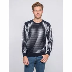 Budget 🎉 Ritchie Pull Fin Col Rond Rayé Coton Adilo 🎉