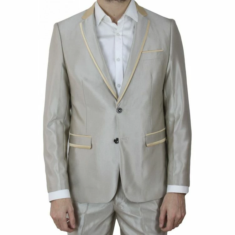 Remise 🛒 Kebello Costume En Satin 2 BoutonsHomme Beige 🛒 3 Remise 🛒 Kebello Costume En Satin 2 BoutonsHomme Beige 🛒