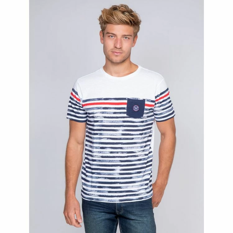 Bon marché 😀 Ritchie T-shirt Col Rond Pur Coton Rayures Nelfast 🌟 3 Bon marché 😀 Ritchie T-shirt Col Rond Pur Coton Rayures Nelfast 🌟