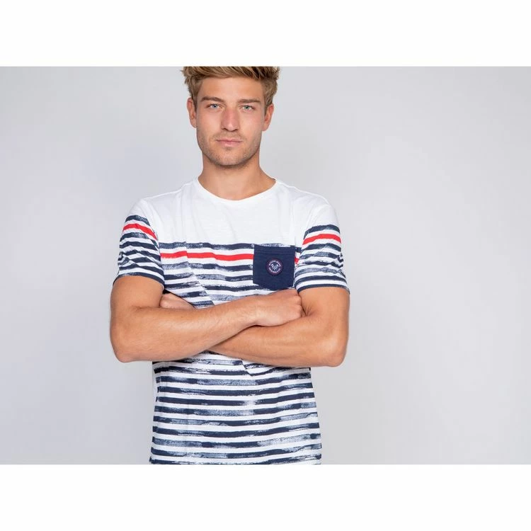 Bon marché 😀 Ritchie T-shirt Col Rond Pur Coton Rayures Nelfast 🌟 5 Bon marché 😀 Ritchie T-shirt Col Rond Pur Coton Rayures Nelfast 🌟 – Image 3